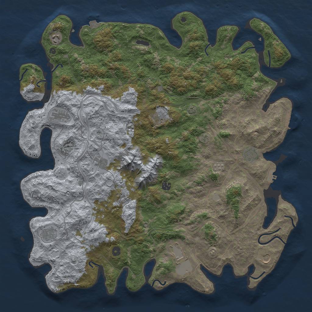 Rust Map: Procedural Map, Size: 5000, Seed: 478611762, 19 Monuments