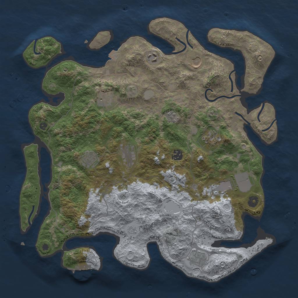 Rust Map: Procedural Map, Size: 4000, Seed: 642003734, 17 Monuments