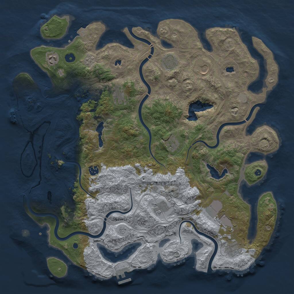 Rust Map: Procedural Map, Size: 4500, Seed: 58296084, 16 Monuments