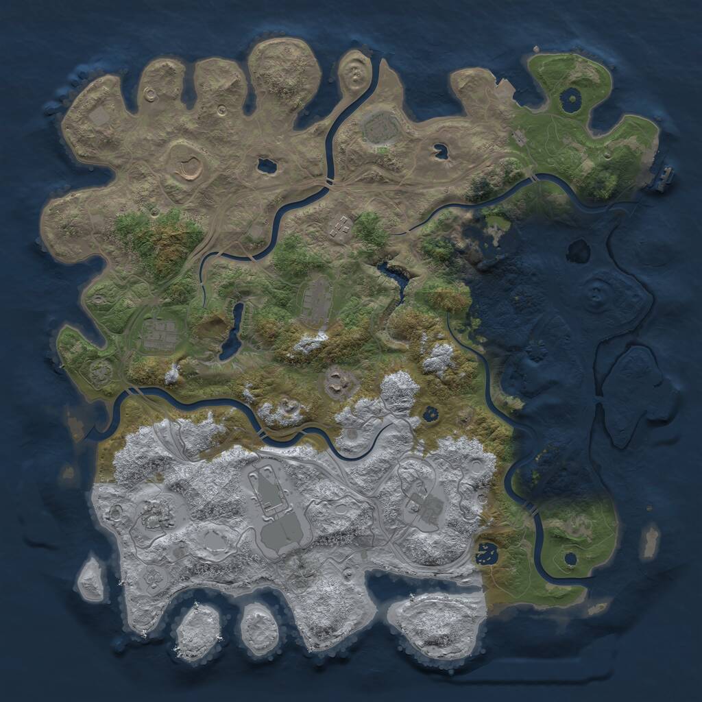 Rust Map: Procedural Map, Size: 4500, Seed: 1201521172, 17 Monuments