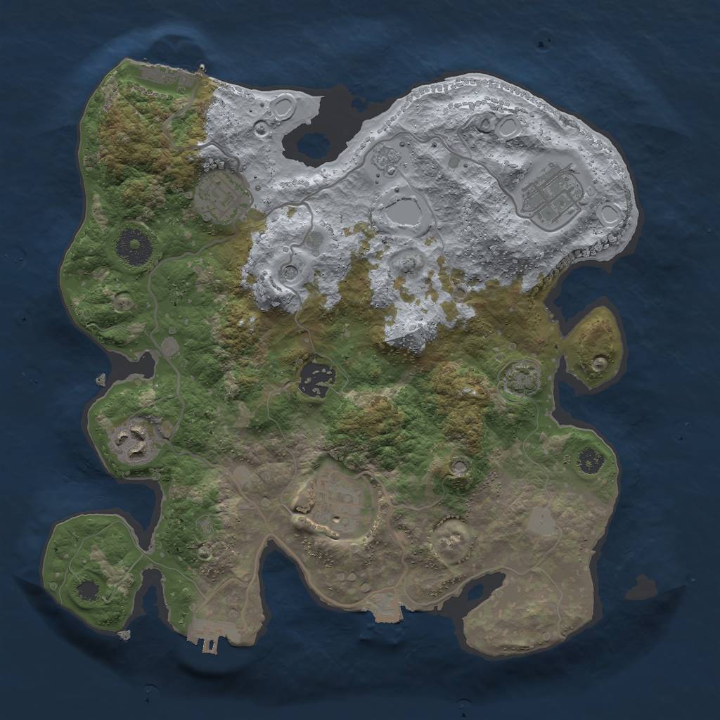Rust Map: Procedural Map, Size: 3000, Seed: 500720073, 13 Monuments