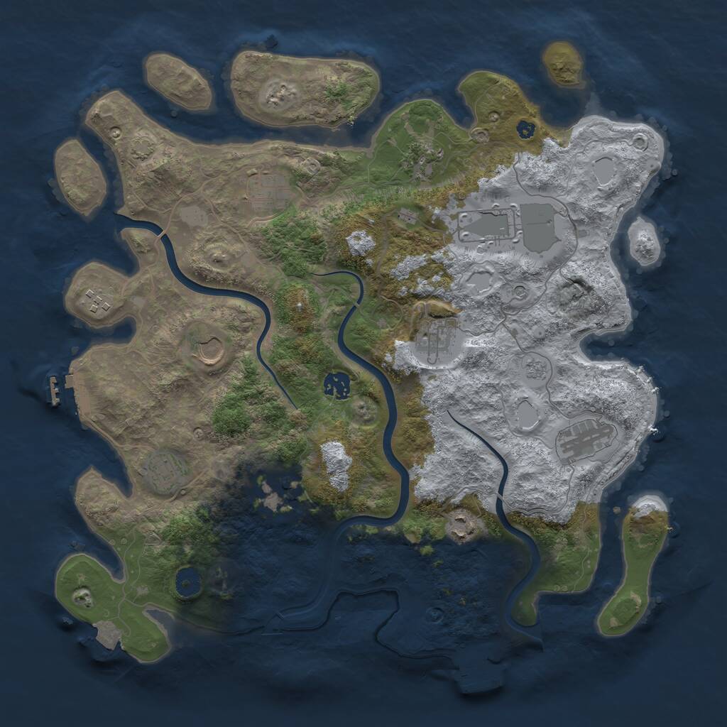 Rust Map: Procedural Map, Size: 3950, Seed: 286670113, 17 Monuments