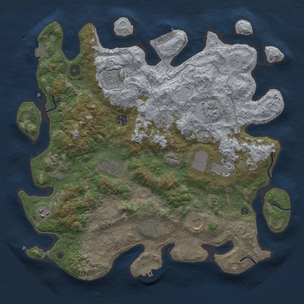 Rust Map: Procedural Map, Size: 4000, Seed: 243233312, 17 Monuments