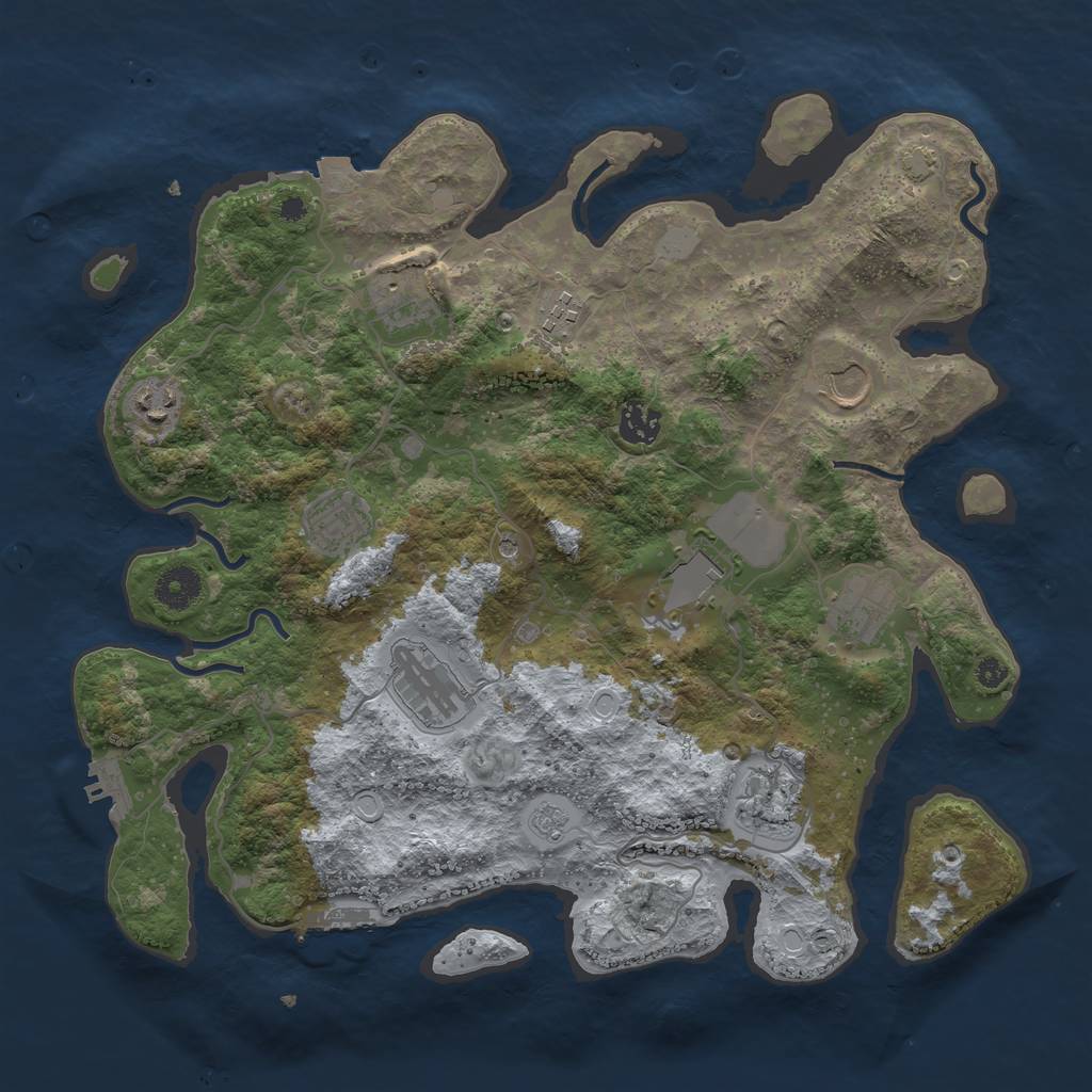 Rust Map: Procedural Map, Size: 3750, Seed: 2457340, 18 Monuments