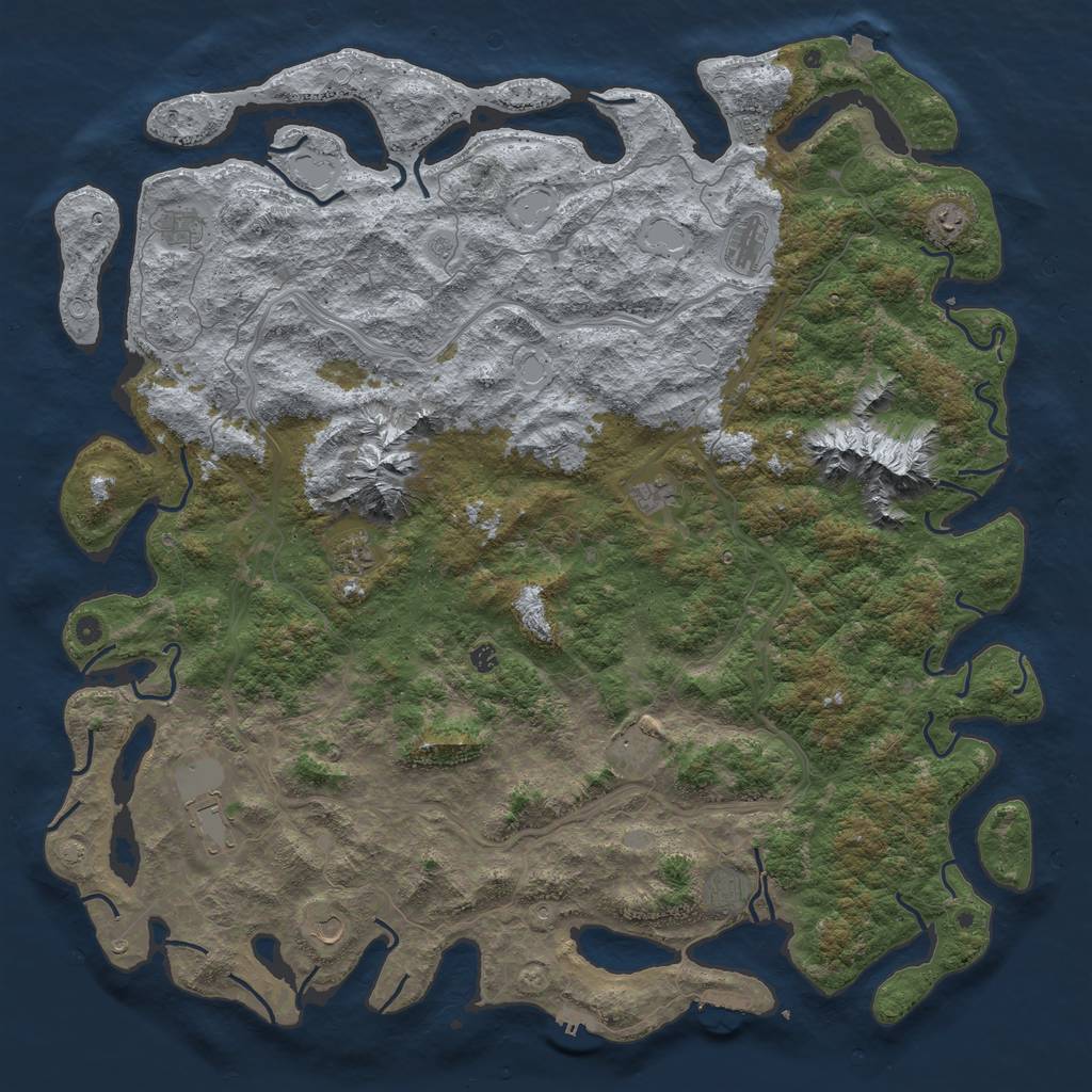 Rust Map: Procedural Map, Size: 6000, Seed: 351632340, 19 Monuments