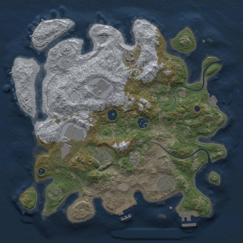 Rust Map: Procedural Map, Size: 3500, Seed: 1968694668, 13 Monuments