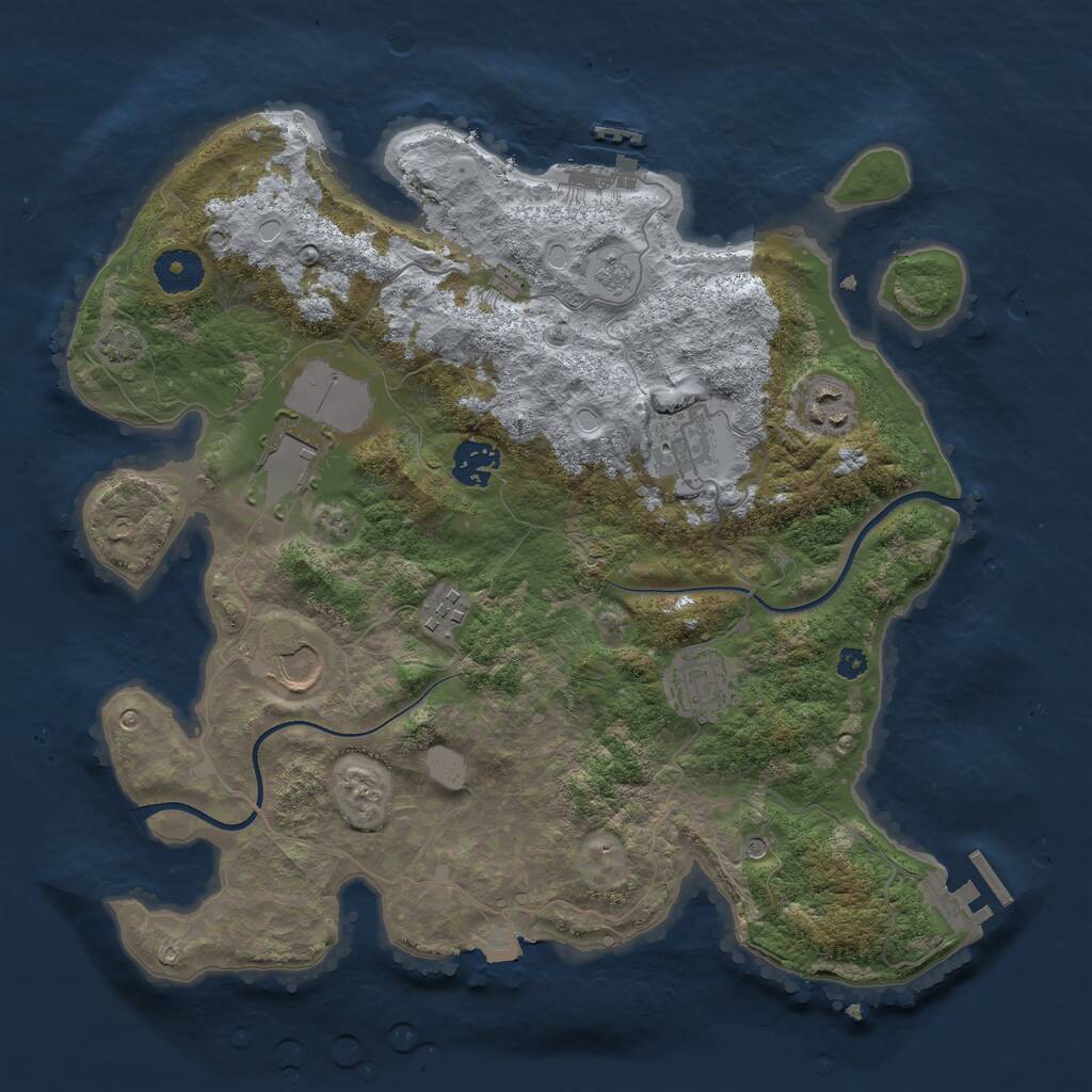 Rust Map: Procedural Map, Size: 3500, Seed: 665478, 13 Monuments