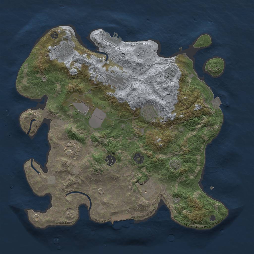 Rust Map: Procedural Map, Size: 3500, Seed: 665478, 16 Monuments