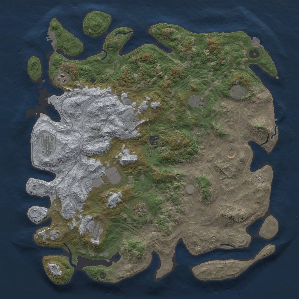 Rust Map: Procedural Map, Size: 4500, Seed: 651472537, 18 Monuments