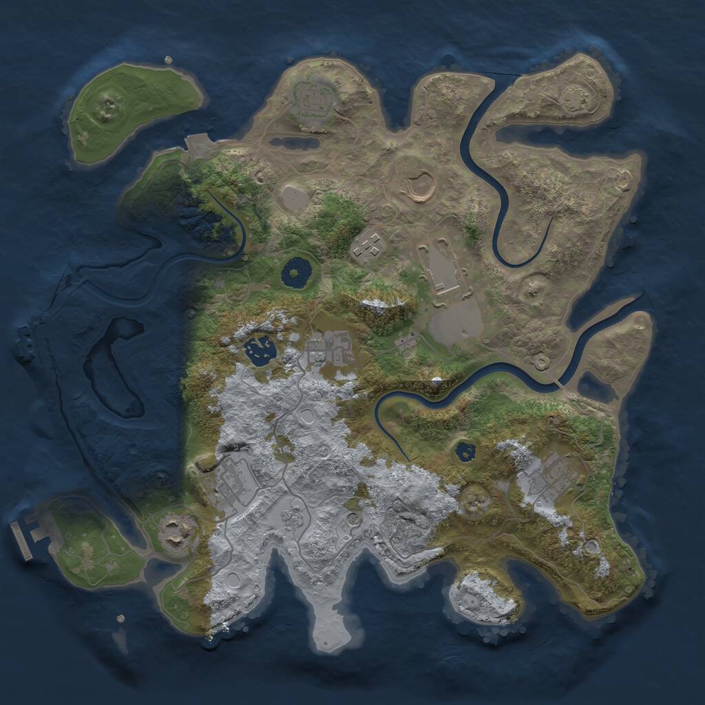 Rust Map: Procedural Map, Size: 3500, Seed: 501104023, 15 Monuments
