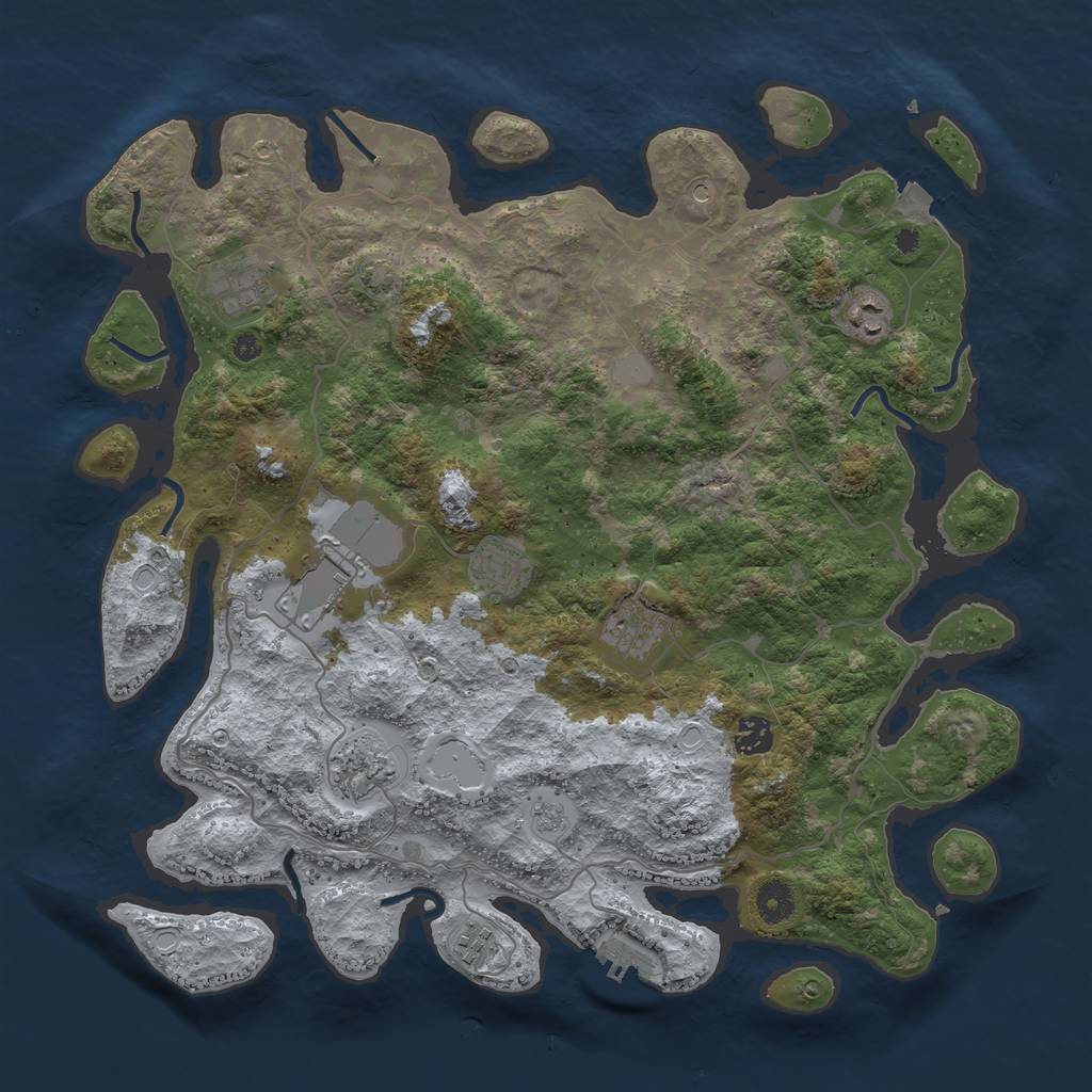 Rust Map: Procedural Map, Size: 4050, Seed: 461680589, 15 Monuments