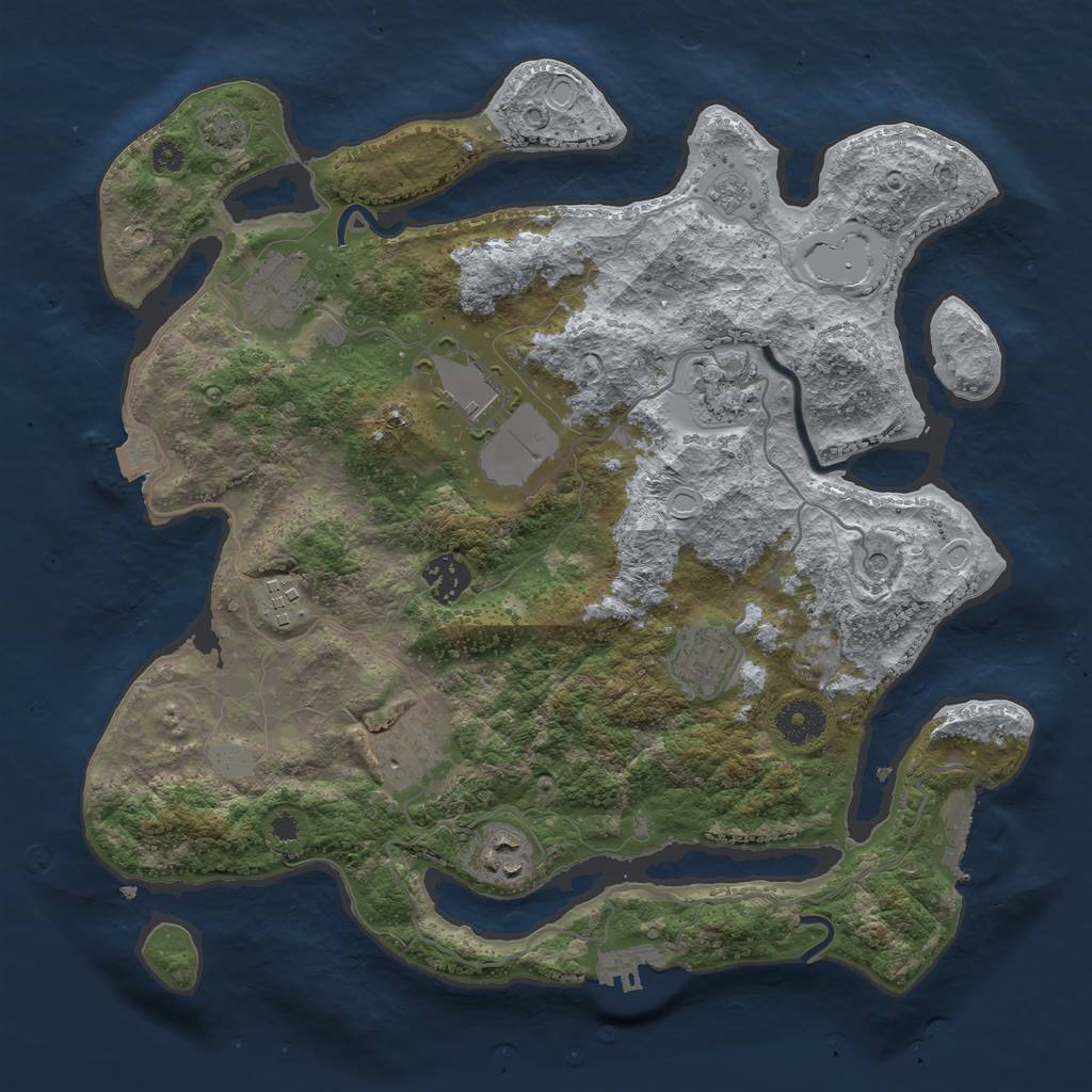Rust Map: Procedural Map, Size: 3500, Seed: 907202362, 16 Monuments