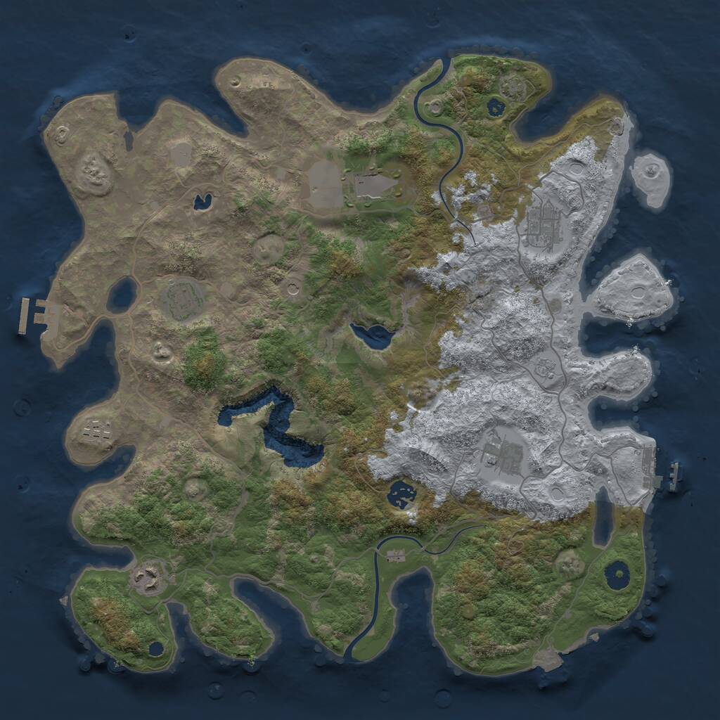 Rust Map: Procedural Map, Size: 4000, Seed: 703200797, 13 Monuments