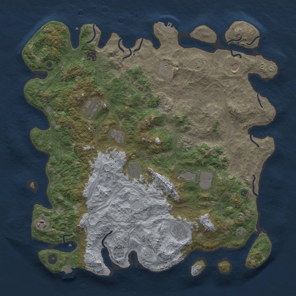 Rust Map: Procedural Map, Size: 4500, Seed: 99991111, 18 Monuments