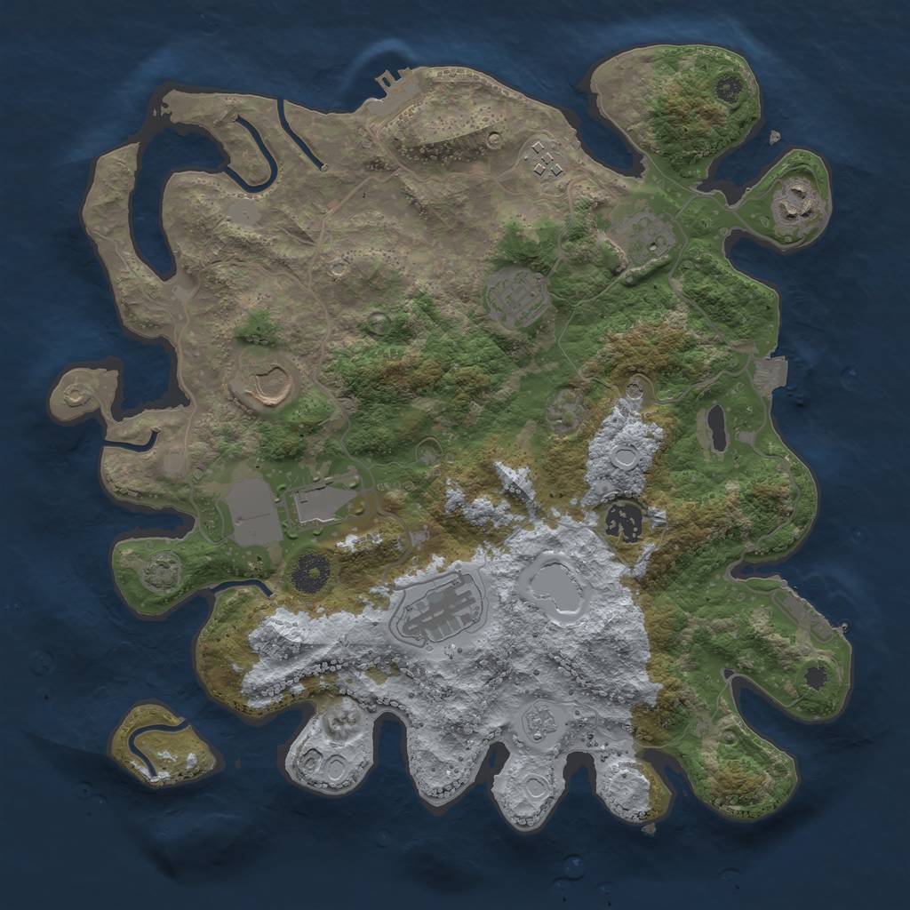 Rust Map: Procedural Map, Size: 3500, Seed: 310285196, 16 Monuments