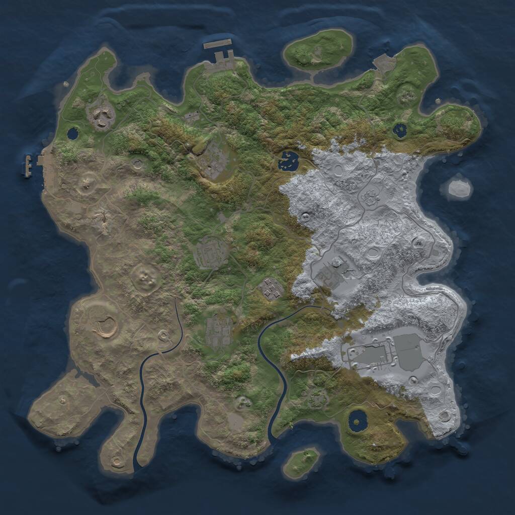 Rust Map: Procedural Map, Size: 3700, Seed: 430567438, 15 Monuments