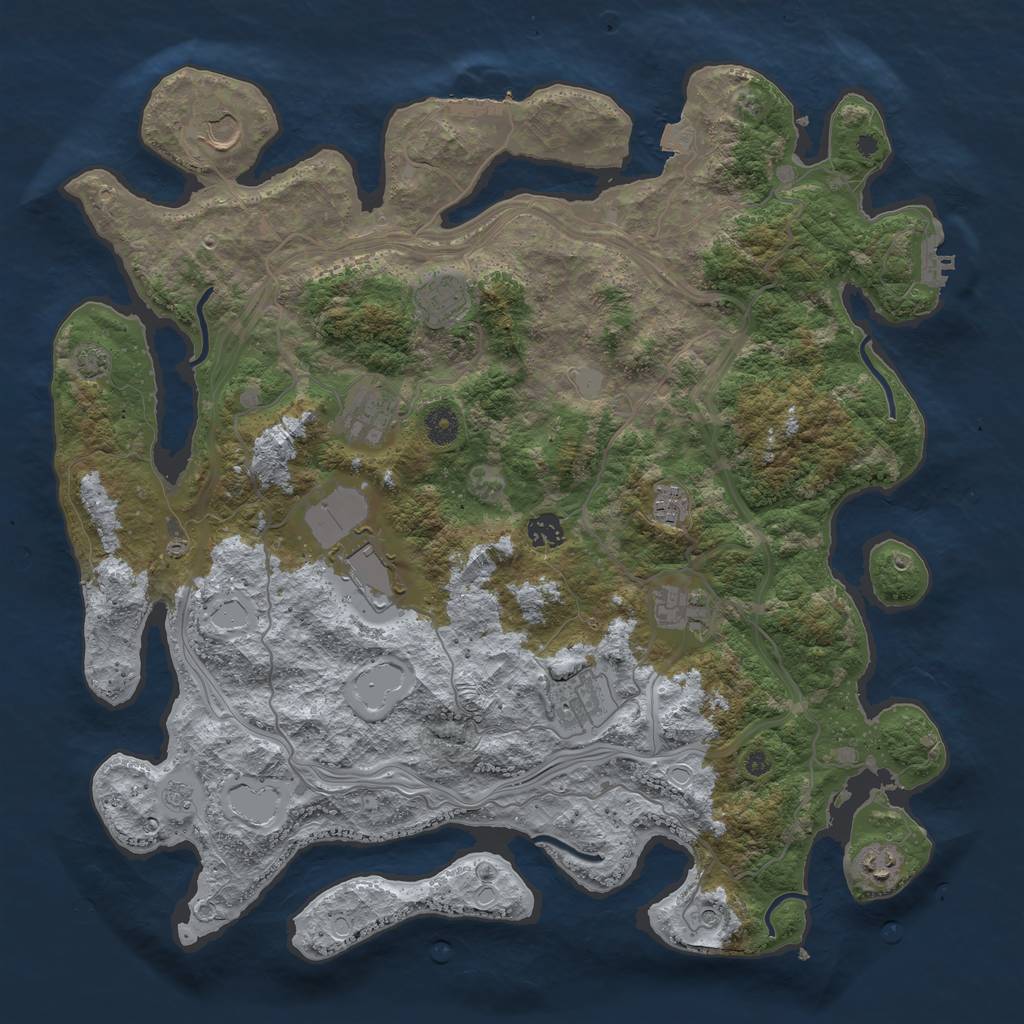 Rust Map: Procedural Map, Size: 4250, Seed: 1053581336, 17 Monuments