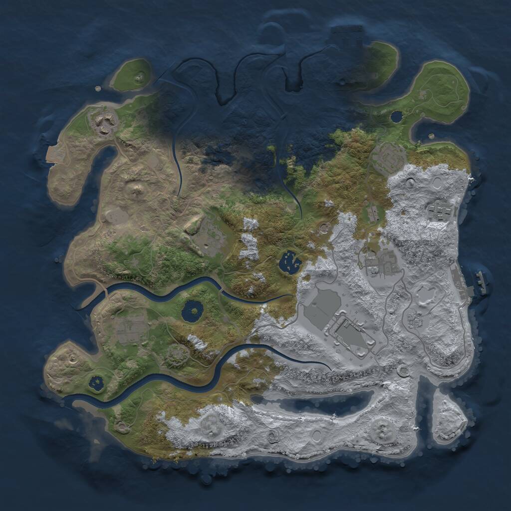 Rust Map: Procedural Map, Size: 3500, Seed: 15983962, 14 Monuments