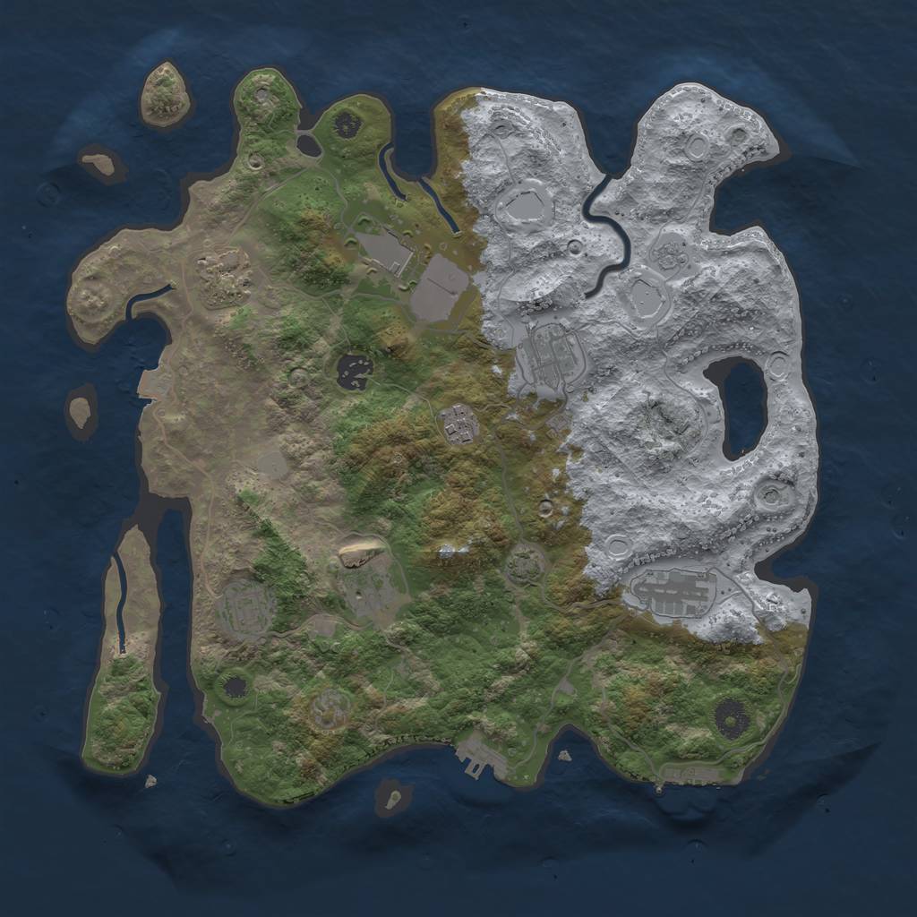 Rust Map: Procedural Map, Size: 3700, Seed: 415345288, 16 Monuments