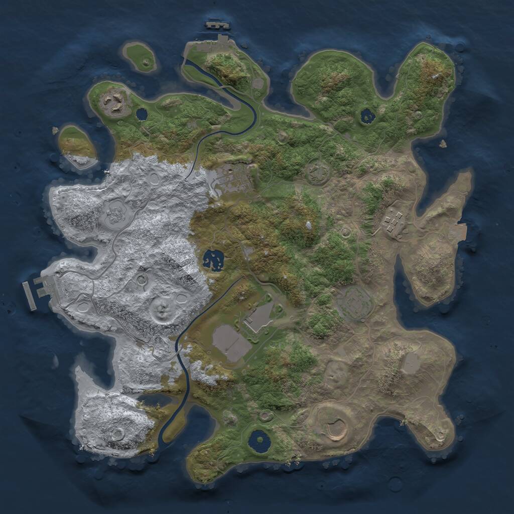 Rust Map: Procedural Map, Size: 3500, Seed: 5109, 13 Monuments