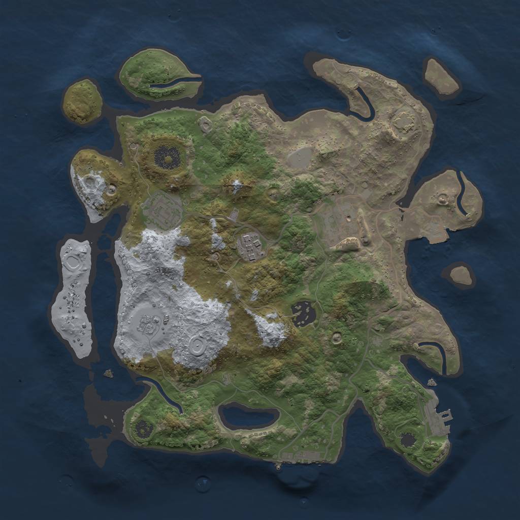 Rust Map: Procedural Map, Size: 3000, Seed: 24895843, 11 Monuments