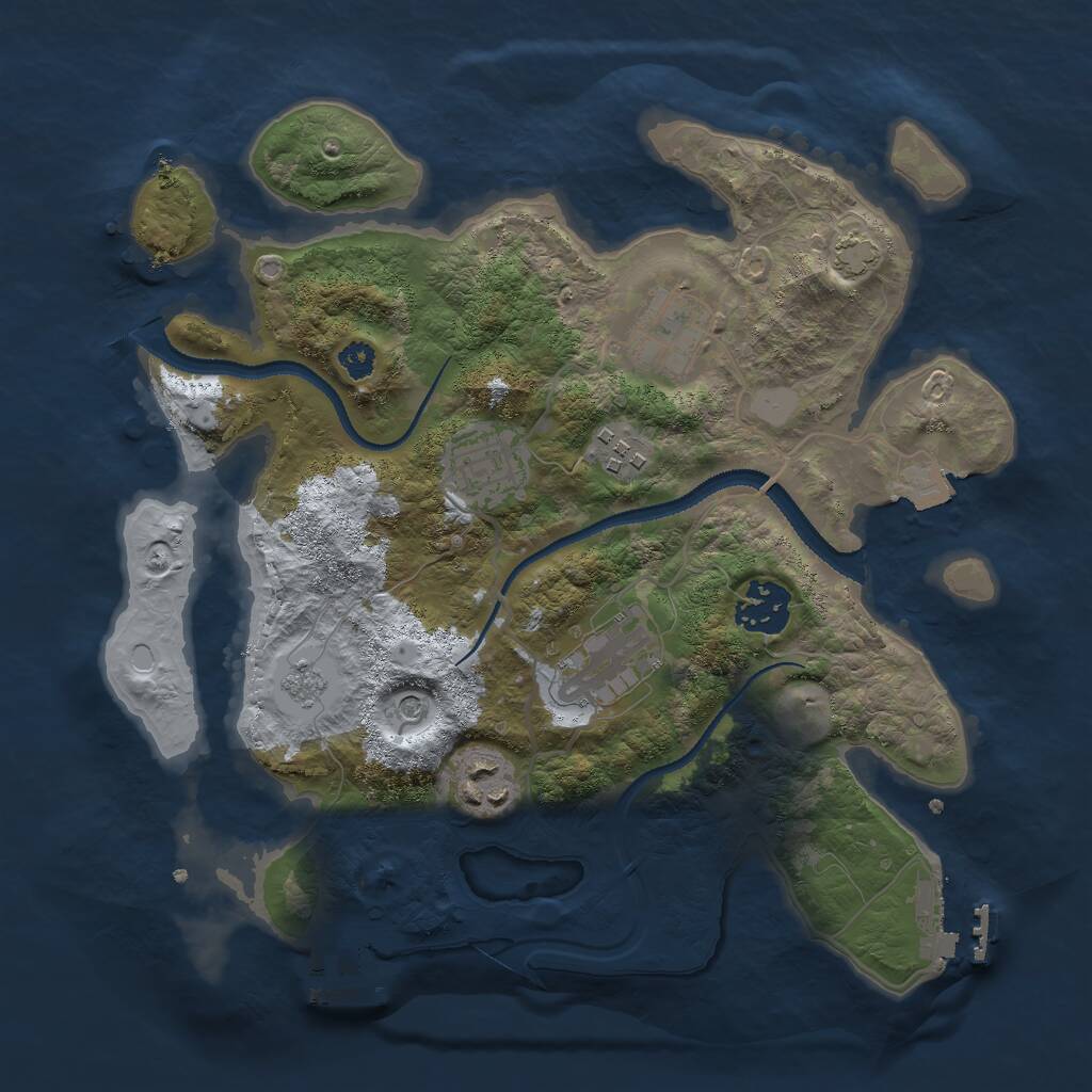 Rust Map: Procedural Map, Size: 3000, Seed: 24895843, 12 Monuments