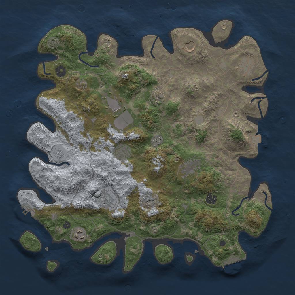 Rust Map: Procedural Map, Size: 4000, Seed: 2138057902, 18 Monuments