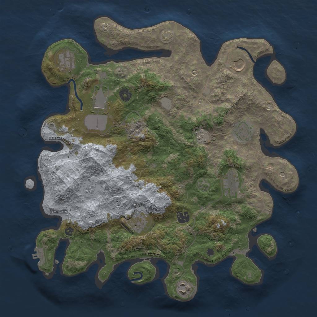 Rust Map: Procedural Map, Size: 3700, Seed: 91168820, 16 Monuments
