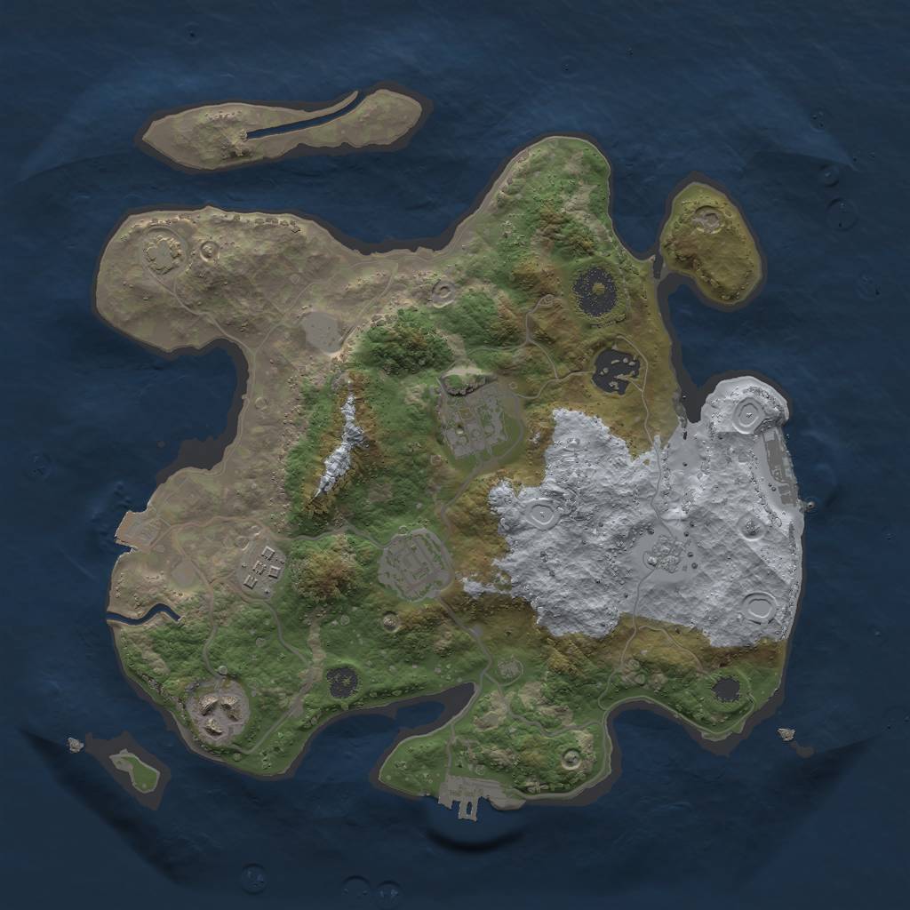 Rust Map: Procedural Map, Size: 3000, Seed: 3221, 12 Monuments