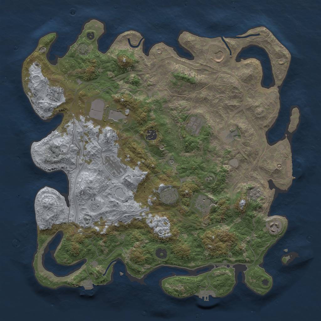 Rust Map: Procedural Map, Size: 4250, Seed: 1962938141, 19 Monuments