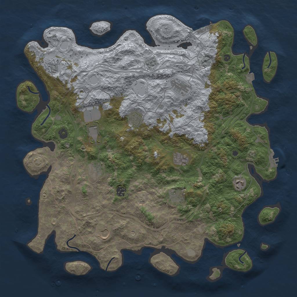 Rust Map: Procedural Map, Size: 4500, Seed: 1887537611, 19 Monuments