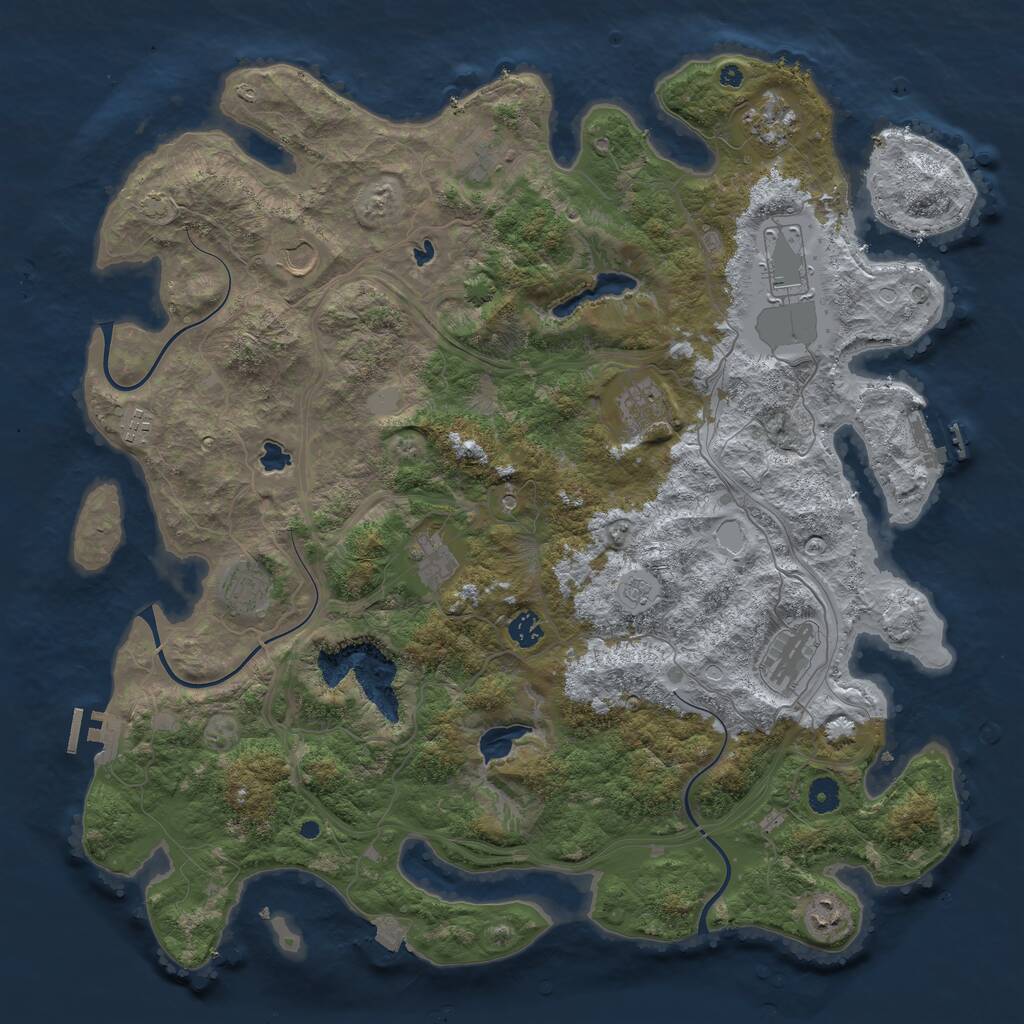 Rust Map: Procedural Map, Size: 4500, Seed: 838820687, 17 Monuments