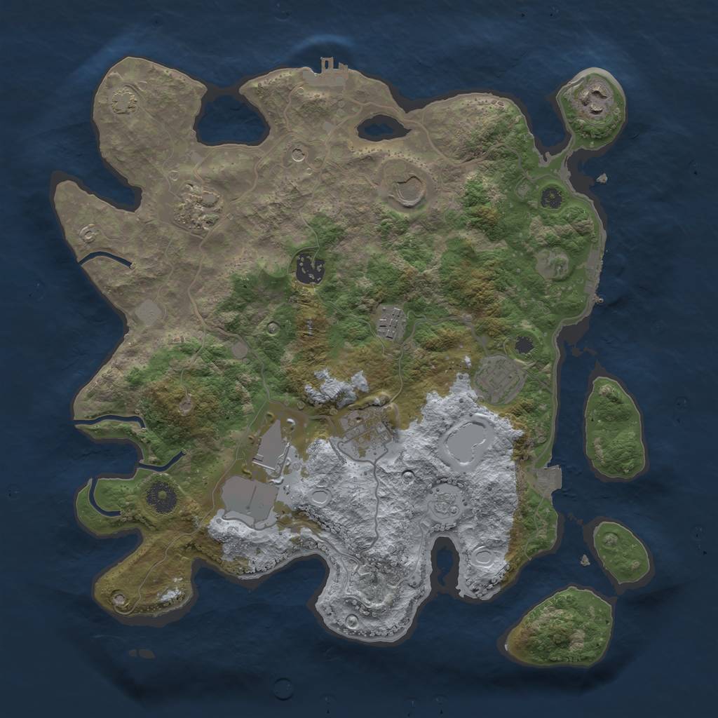 Rust Map: Procedural Map, Size: 3500, Seed: 429631328, 16 Monuments