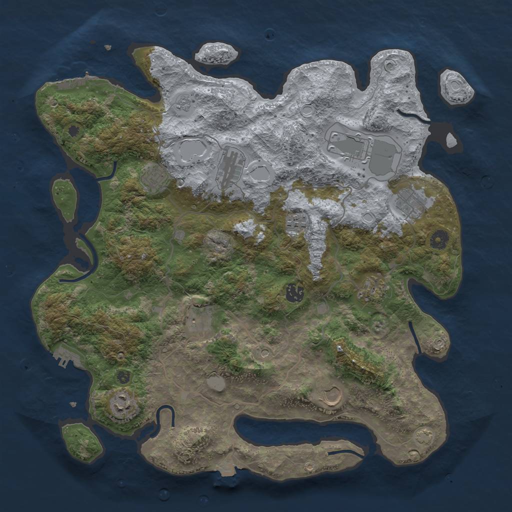 Rust Map: Procedural Map, Size: 4000, Seed: 824523, 18 Monuments