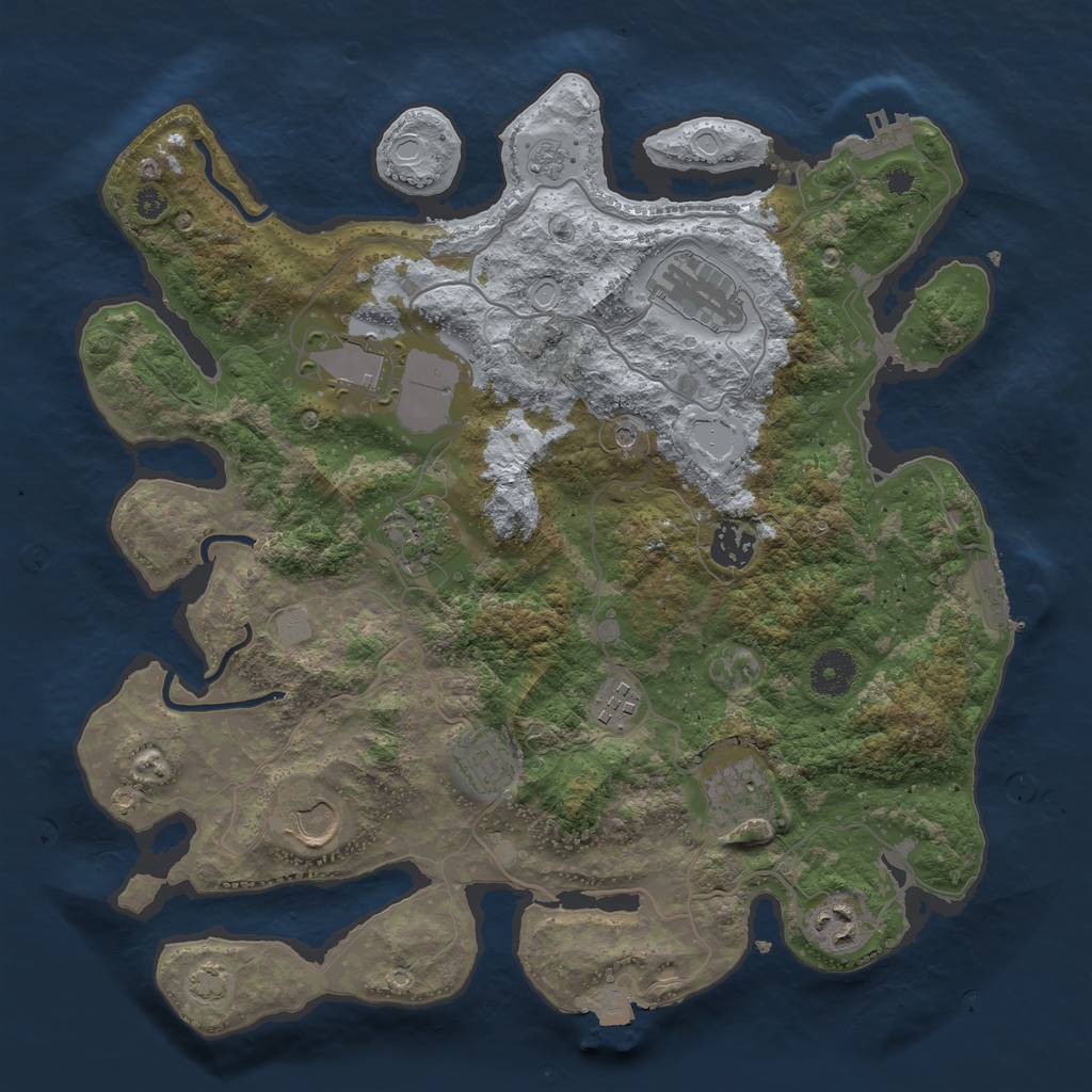 Rust Map: Procedural Map, Size: 3600, Seed: 1872409282, 17 Monuments