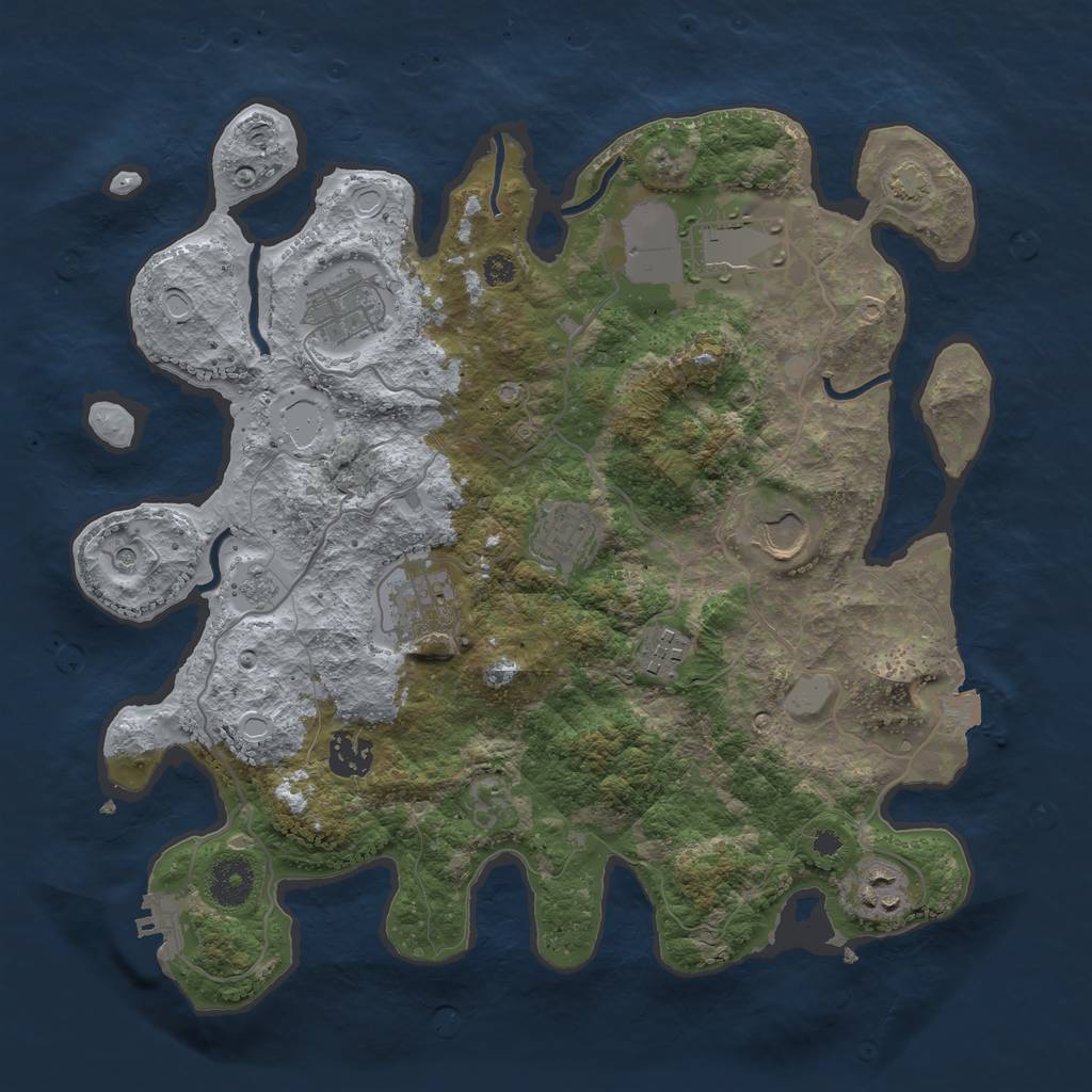 Rust Map: Procedural Map, Size: 3500, Seed: 837429, 15 Monuments