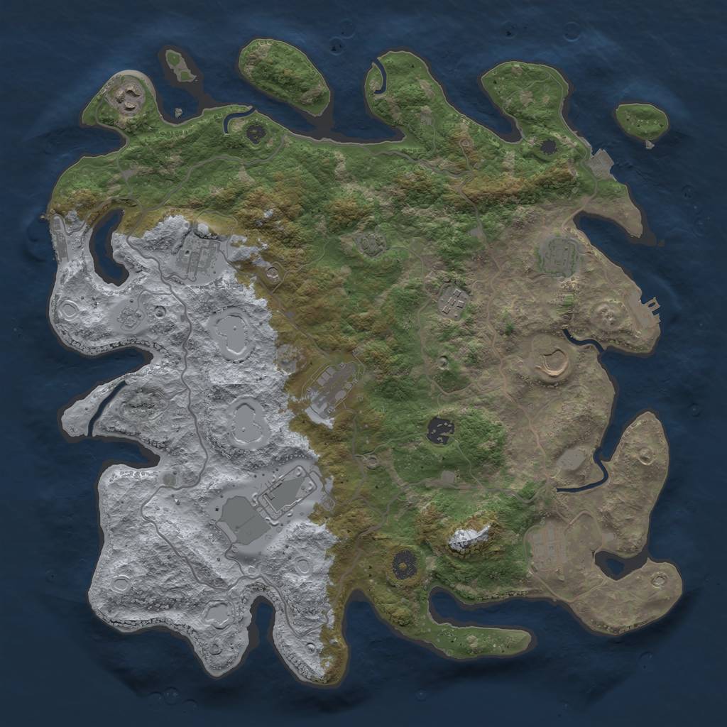 Rust Map: Procedural Map, Size: 4000, Seed: 45454545, 17 Monuments