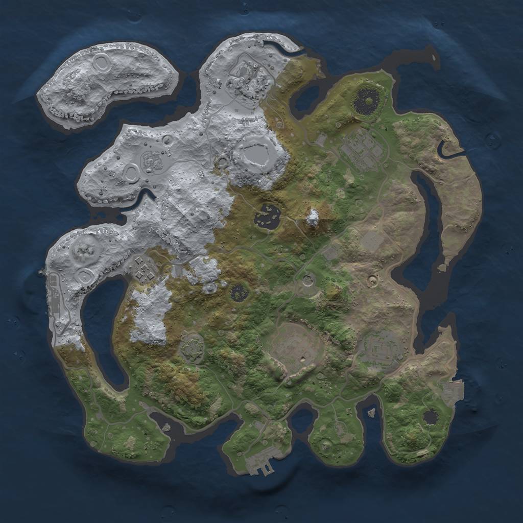 Rust Map: Procedural Map, Size: 3000, Seed: 2057227727, 14 Monuments