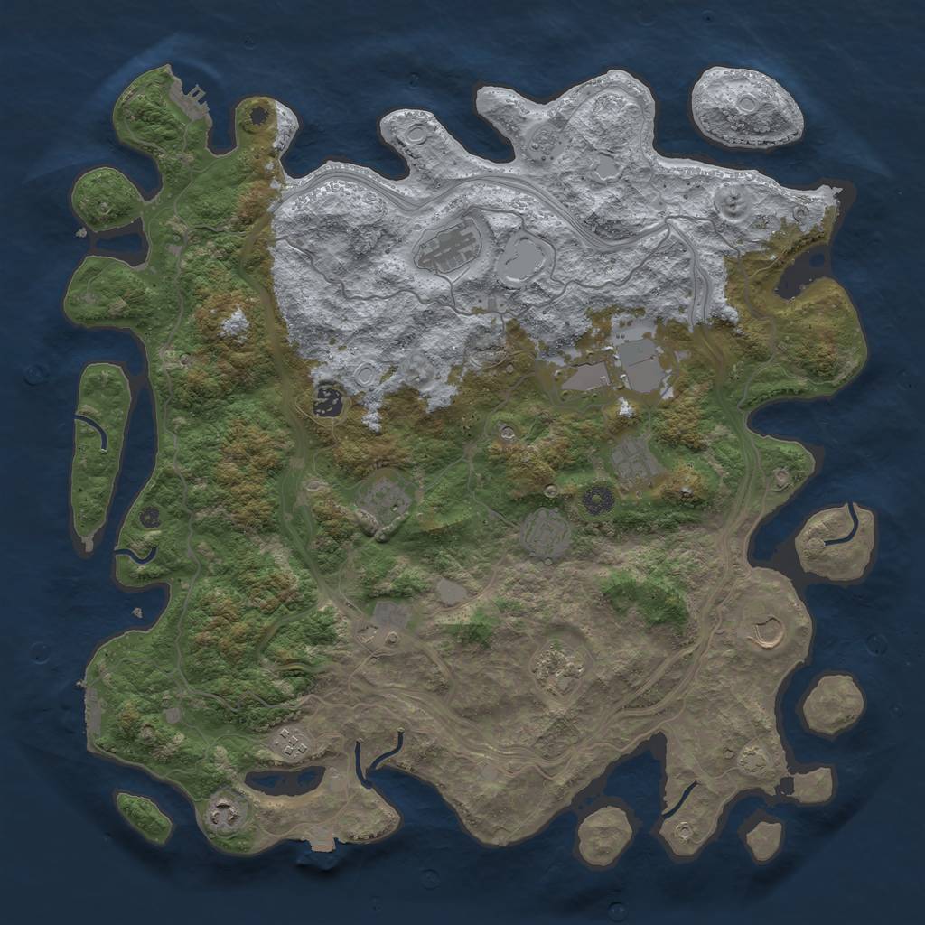 Rust Map: Procedural Map, Size: 4500, Seed: 555755570, 19 Monuments