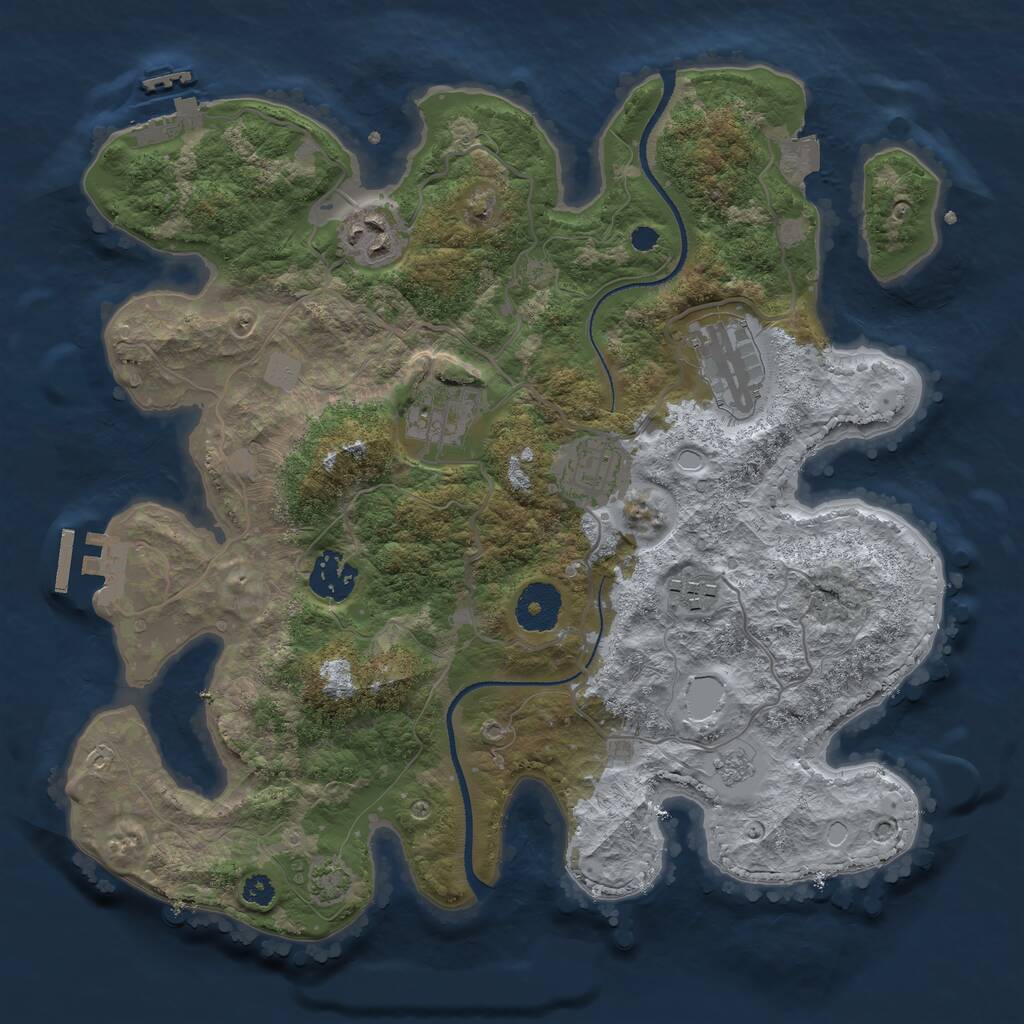 Rust Map: Procedural Map, Size: 3250, Seed: 59349152, 11 Monuments