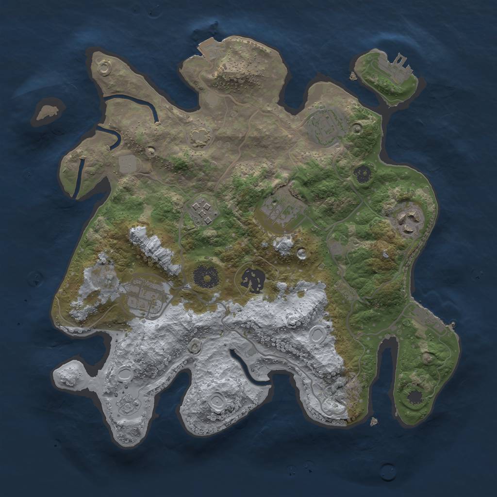 Rust Map: Procedural Map, Size: 3000, Seed: 762421, 13 Monuments