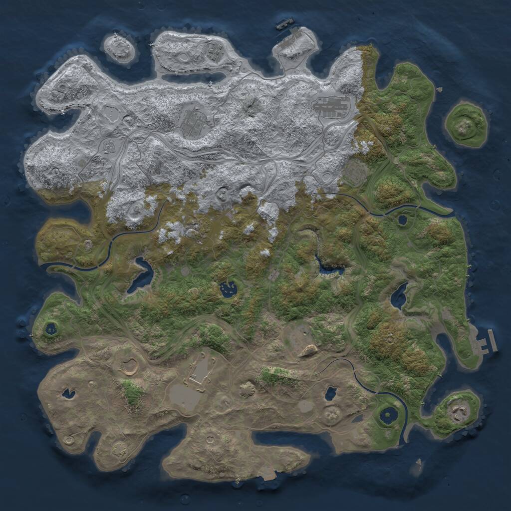 Rust Map: Procedural Map, Size: 4500, Seed: 962837, 16 Monuments