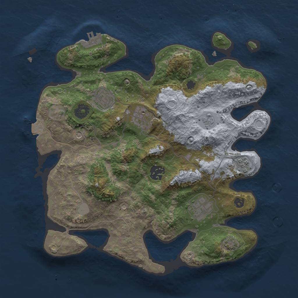 Rust Map: Procedural Map, Size: 3000, Seed: 12674, 12 Monuments