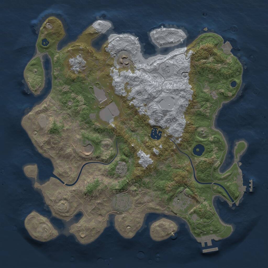 Rust Map: Procedural Map, Size: 3500, Seed: 340116451, 14 Monuments