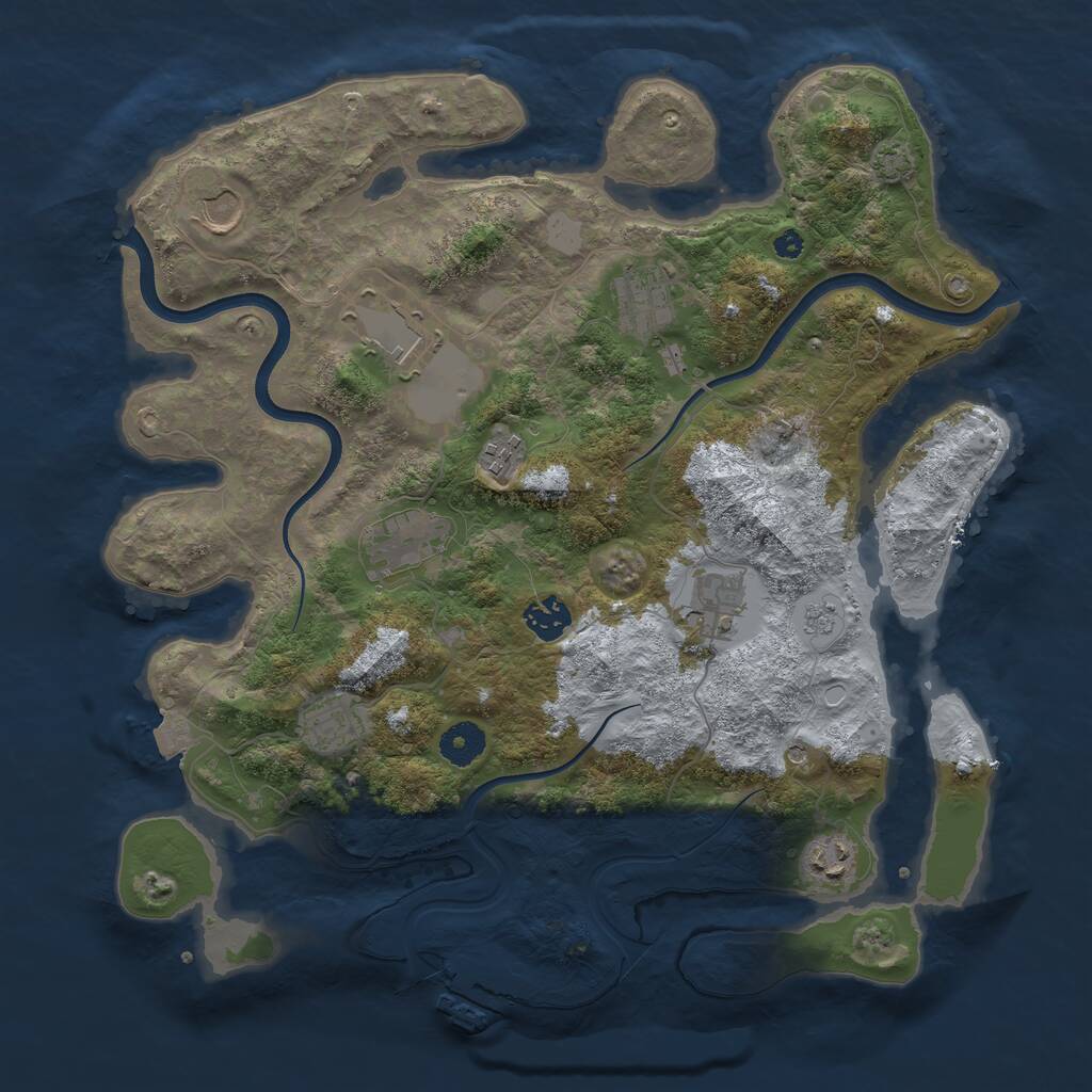 Rust Map: Procedural Map, Size: 3750, Seed: 749163, 14 Monuments