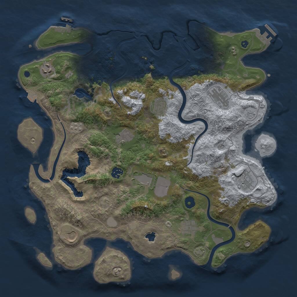 Rust Map: Procedural Map, Size: 4000, Seed: 287501135, 16 Monuments