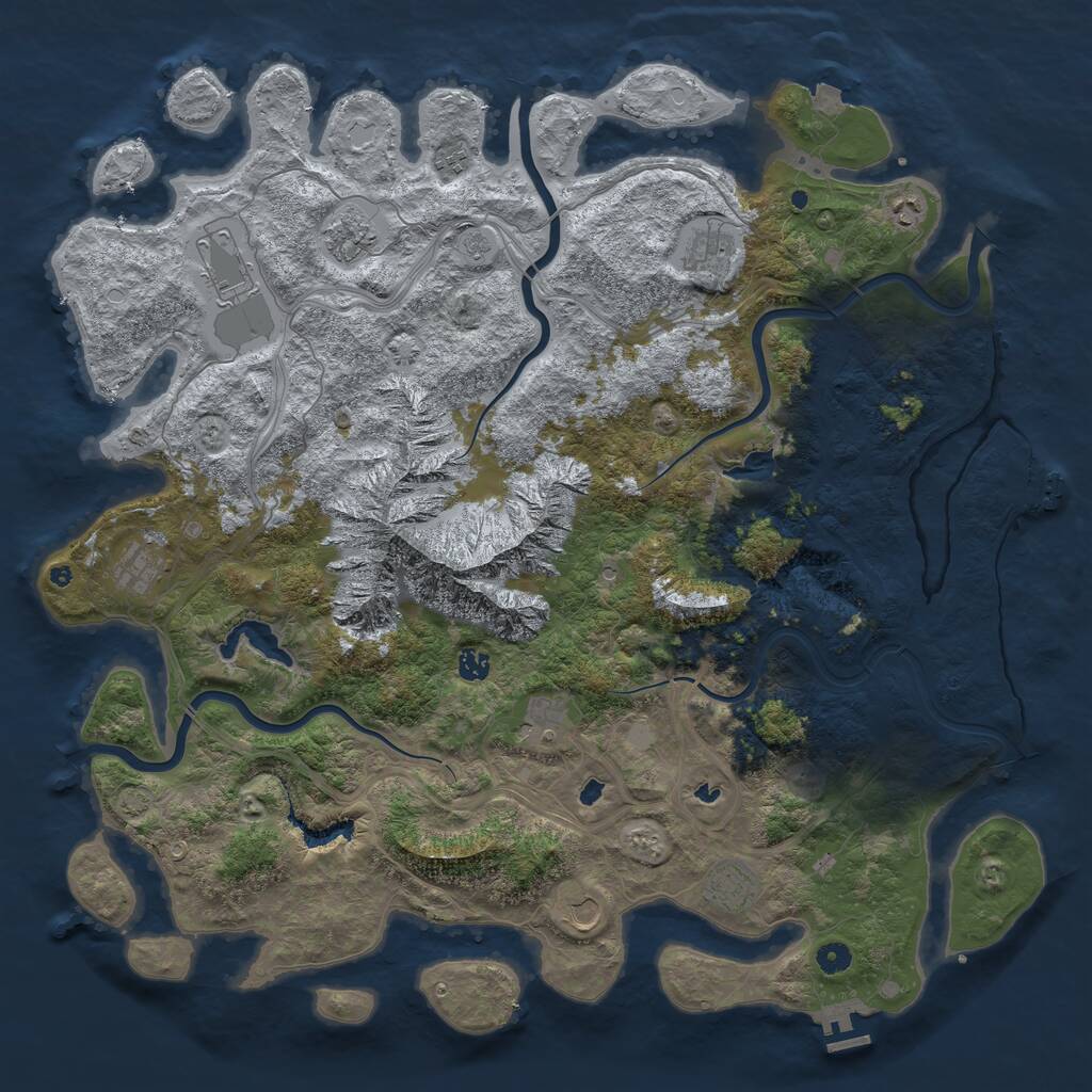 Rust Map: Procedural Map, Size: 5000, Seed: 888, 16 Monuments