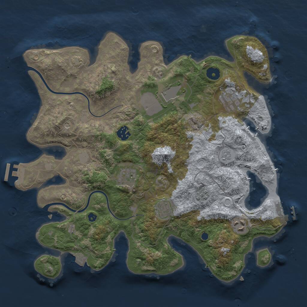Rust Map: Procedural Map, Size: 3500, Seed: 6823022, 13 Monuments