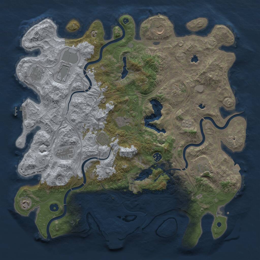 Rust Map: Procedural Map, Size: 4500, Seed: 1173551926, 17 Monuments