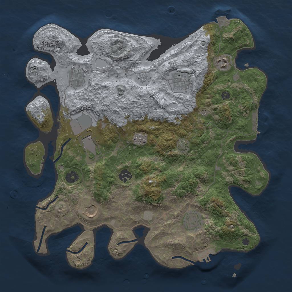 Rust Map: Procedural Map, Size: 3500, Seed: 775615140, 16 Monuments